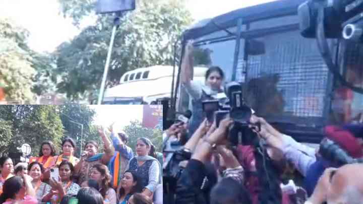 BJP Women’s Wing Leaders Detained During Protest, ਭਾਜਪਾ ਮਹਿਲਾ ਮੋਰਚਾ ਦਾ ਹੱਲਾ ਬੋਲ