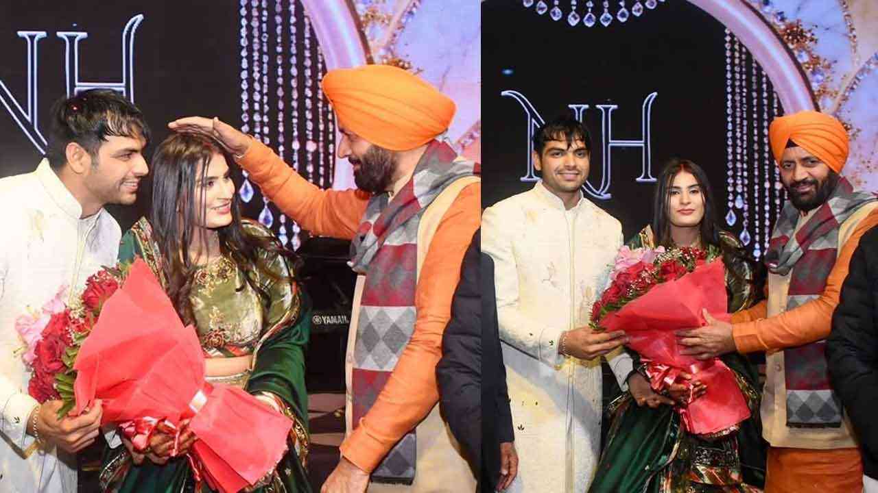 Neeraj and Himani Reception : ਨੀਰਜ ਚੋਪੜਾ ਅਤੇ ਹਿਮਾਨੀ ਦੇ Reception 'ਚ ਪਹੁੰਚੇ CM ਸੈਣੀ